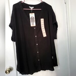 Orvis classic collection front buttons cap sleeves size XXL Lightweight black